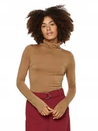 Swetry damskie - TOMMY HILFIGER DAMSKI GOLF SLIM SOFT BRĄZOWY r.XS - miniaturka - grafika 1
