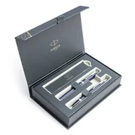 Zestawy piśmiennicze - Zestaw Pióro Wieczne + Długopis Parker IM Blue CT 1931647 + 1931668 - miniaturka - grafika 1