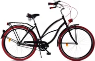 Rowery - Dallas Bike Cruiser 3spd Alu 26 cali Damski Czarny z czerwonym - miniaturka - grafika 1