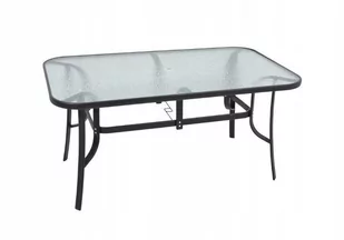 Stół Ogrodowy Metalowy Szklany Czarny 150X90cm - Stoły ogrodowe - miniaturka - grafika 1
