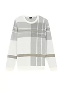 Koszulki męskie - DeFacto Męski sweter z dzianiny z długim rękawem, okrągły dekolt, slim fit dla mężczyzn, topy (Off White, L), Off White, L - miniaturka - grafika 1