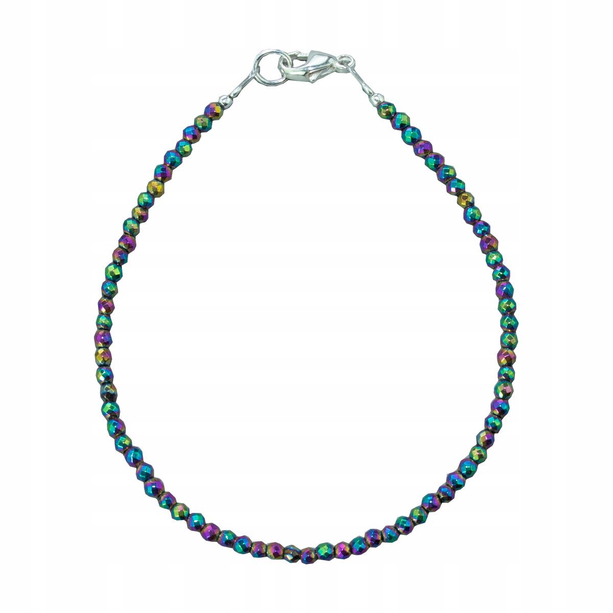Bransoletka HEMATYT tęczowy fasetowany 2,0mm 925, bez marki, AG00000716