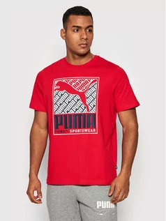 Koszulki męskie - Puma T-Shirt Core 587766 Czerwony Regular Fit - grafika 1