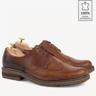 Półbuty męskie - Skórzane buty wizytowe brogsy Sean brązowe - BRILU - miniaturka - grafika 1