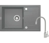 Zlewozmywaki z baterią - Deante Corio ZRCPS113 Szary metalik + bateria Szary - miniaturka - grafika 1