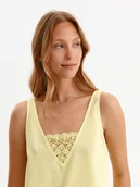 Bluzki damskie - Bluzka damska bluzka krótki rękaw żółta - DBW0025JZ o luźnym kroju, bez rękawów - DRYWASH - Odzieżowy sklep internetowy TOP SECRET - miniaturka - grafika 1