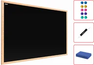 Tablice i flipcharty - Tablica kredowa magnetyczna 100x80 cm czarna w ramie drewnianej + gratis - miniaturka - grafika 1