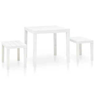 Stolik ogrodowy z 2 ławkami, plastikowy, biały - Meble ogrodowe - miniaturka - grafika 1