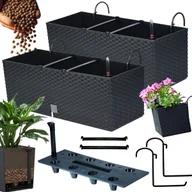 Donice - 2x Doniczka balkonowa 51cm + uchwyty / haki, nawadniacz Skrzynka na balkon + keramzyt 5l - miniaturka - grafika 1