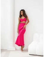 Komplety damskie - Modny komplet crop top i maxi spódnica DAIYA - fuksjowy - miniaturka - grafika 1