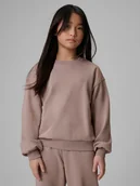 Bluzy dla dziewczynek - 4F Bluza dresowa regular bez kaptura dziewczęca - beżowa 164 (13-14 lat) - miniaturka - grafika 1