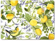 Obrusy i serwetki - DUŻE PODKŁADKI KORKOWE na stół CALA HOME Watercolor Lemon - Ptak na cytrynowym drzewie - miniaturka - grafika 1