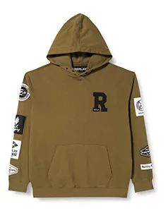 Replay Męska bluza z kapturem, 833 khaki, L - Bluzy męskie - miniaturka - grafika 1