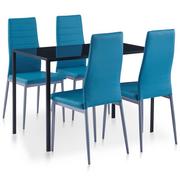 Stoły z krzesłami - vidaXL 5-częściowy zestaw mebli do jadalni, niebieski - miniaturka - grafika 1
