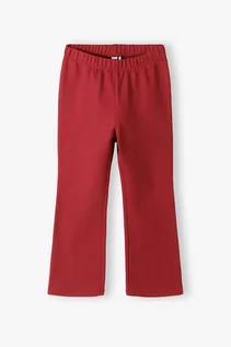 Spodnie i spodenki dla dziewczynek - Dzianinowe spodnie flare - bordowe - grafika 1