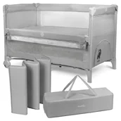 Łóżeczka i kojce - Łóżeczko Dziecięce Turystyczne Składane Dostawne Kojec Torba 60x120cm Szare - miniaturka - grafika 1