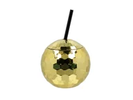 Kubki - Kubek Disco złoty ze słomką - 1 szt. - miniaturka - grafika 1