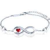 Bransoletki - Srebrna Bransoletka Infinity Czerwone Serce Prezent Dla Żony Święta - miniaturka - grafika 1