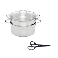 Noże kuchenne - Zestaw Garnek z funkcją gotowania na parze z pokrywką, 8,3l Kohersen + wielofunkcyjne nożyce kuchenne - miniaturka - grafika 1