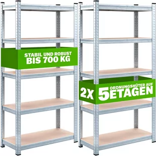 Wytrzymały zestaw 2 półek 170x75x30cm ocynkowany 350kg - Szafy i regały magazynowe - miniaturka - grafika 1