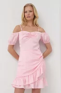 Sukienki - Guess sukienka kolor różowy mini prosta - miniaturka - grafika 1