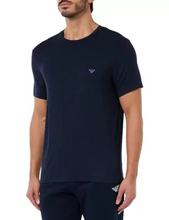 Koszulki męskie - Emporio Armani Męski T-shirt Crew Neck Warm wiskoza, morski, S - grafika 1