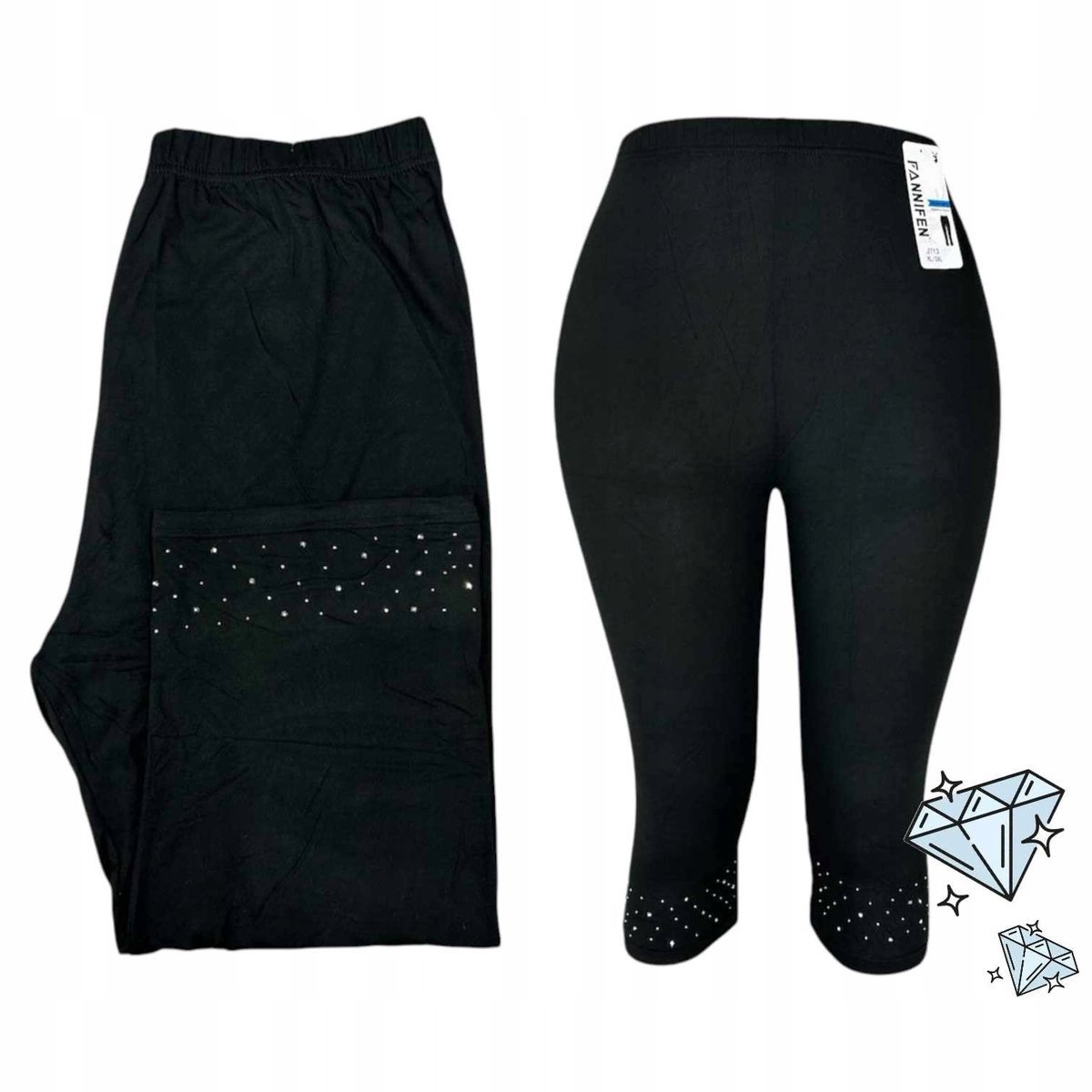 J713 LEGINSY 3/4 WYSOKI STAN RYBACZKI klasyczne cyrkonie 40 42 L XL