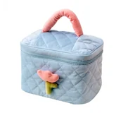 Kosmetyczki, organizery i kuferki - ECARLA KOSMETYCZKA KUFEREK Z MOTYWEM TULIPANA NIEBIESKI - miniaturka - grafika 1