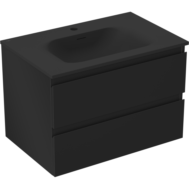 Mexen Orio szafka łazienkowa 70 cm z umywalką Vela, 2 szuflady, czarna mat - 91A10-07047-2-BFF71-W23M71