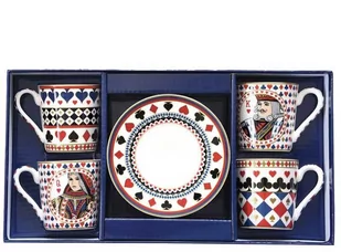 FILIŻANKI PORCELANOWE DO ESPRESSO, ze spodeczkami - Casino Royale - Komplet 4 szt. - Filiżanki - miniaturka - grafika 1