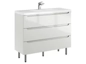 Szafki łazienkowe - Szafka Stojąca Z Umywalką ETH 100 cm - Kaszmir Wysoki Połysk - miniaturka - grafika 1