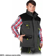 Odzież robocza - R.E.I.S. LH-FMNW-V - BEZRĘKAWNIK OCIEPLANY FORMEN - stalowo-czarno-żółty L - miniaturka - grafika 1