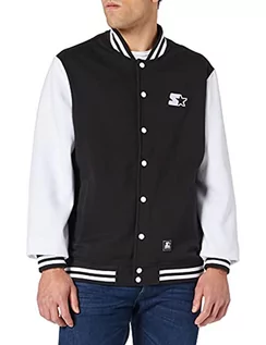 Kurtki męskie - Starter Black Label Męska kurtka polarowa College, męska kurtka w 2 różnych kolorach, rozmiar S do XXL, czarny/biały, XL - grafika 1