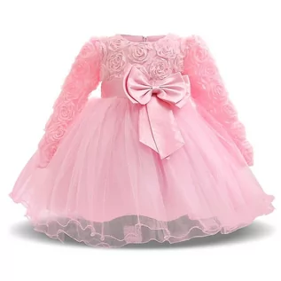 Bluzki dla niemowląt - Slowmoose Przyjęcie urodzinowe z długim rękawem - Suknia Pink1 9M - grafika 1