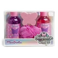 Kosmetyki kąpielowe dla dzieci - Martinelia Zestaw Shimmer Wings żel pod prysznic + błyszczący żel pod prysznic + musująca kula do kąpieli + gąbka 4 szt. - miniaturka - grafika 1