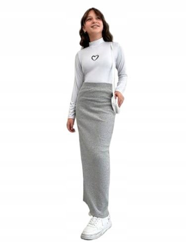 SHEIN SPÓDNICA DZIEWCZĘCA SZARA MAXI 128-134 ŁŁF