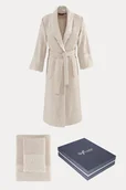Szlafroki damskie - Damski szlafrok MAYA + ręczniki + pudełko S Jasnobeżowy - miniaturka - grafika 1