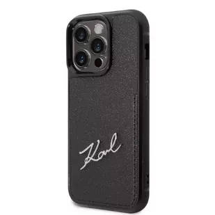 Karl Lagerfeld Etui KLHCP14XCSSK do iPhone 14 Pro Max 6,7" hardcase Signature Logo Cardslot czarny/black - Etui i futerały do telefonów - miniaturka - grafika 3