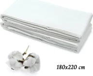 Prześcieradła - Prześcieradło hotelowe 180x220 cm bez gumki 100% bawełniane prześcieradło bez gumki Prześcieradło do przykrycia białe 125 g/m² - miniaturka - grafika 1