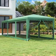 Pawilony ogrodowe - Namiot imprezowy z 8 ścianami z siatki, zielony, 3x9 m, HDPE - miniaturka - grafika 1