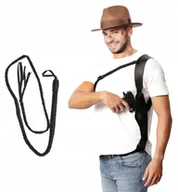 Stroje karnawałowe - ZESTAW STRÓJ INDIANA JONES PODRÓŻNIK KAPELUSZ KABURA REWOLWER BICZ - miniaturka - grafika 1