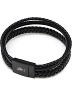 Bransolety męskie - U.S. Polo Assn. Skórzana bransoletka w kolorze czarnym - miniaturka - grafika 1