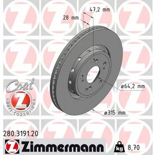 Tarcza hamulcowa ZIMMERMANN 280.3191.20 - Tarcze hamulcowe - miniaturka - grafika 1