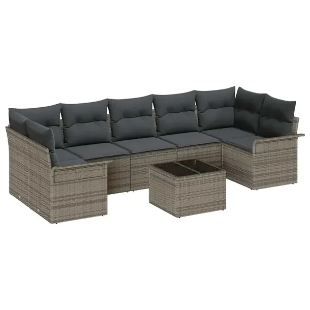 Zestaw Sof Ogrodowych z Polirattanu, Szary, 5 Osób