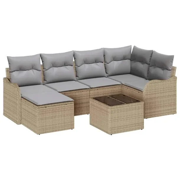 Zestaw Narożny Ogrodowy Modułowy, Beżowy, 4 Elementy, Rattan