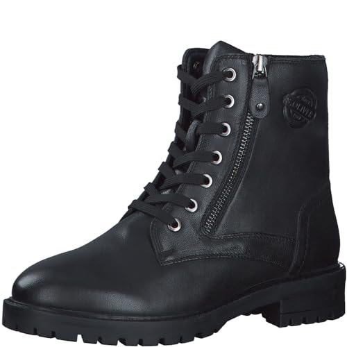 s.Oliver Damskie sztyblety Lace Boot Flat 5-25219-41, czarny, 40 EU