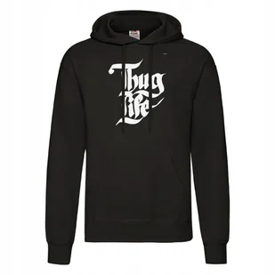 Czarna MĘSKA BLUZA Z KAPTUREM Z Nadrukiem 2pac Thug Life Tupac r. L - Bluzy męskie - miniaturka - grafika 1