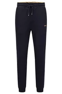 Spodenki męskie - BOSS Męskie spodnie dresowe z mieszanki bawełny Hadiko 1 z bocznymi paskami, NIEBIESKI, S - miniaturka - grafika 1
