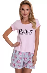 Susan 01 bawełniana piżama damska z krótkim rękawem i krótkimi nogawkami, Kolor róż pudrowy, Rozmiar S, myMaDo - Intymna - Piżamy damskie - miniaturka - grafika 1