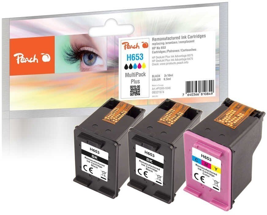 Tusz Peach Peach Peach PI300-1046 nabój z tuszem 3 szt. Zamiennik Standardowa wydajność Czarny, Cyjan, Purpurowy, Żółty